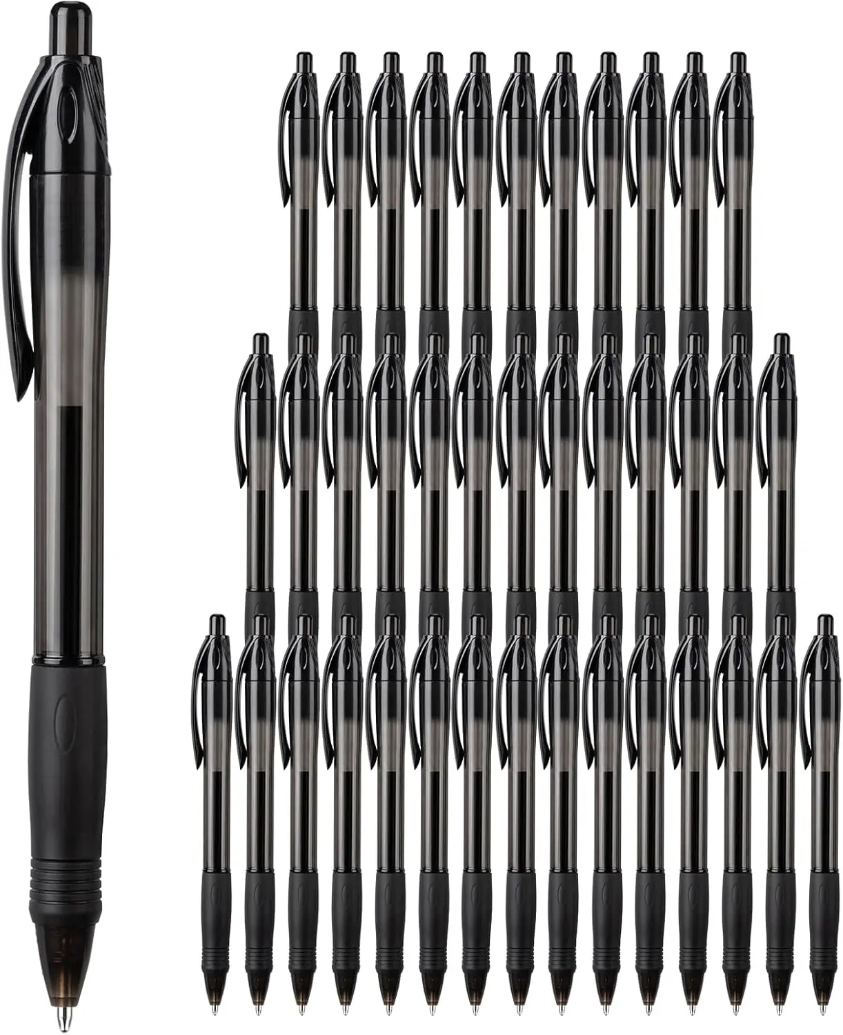 Retractable Ballpoint Pens, 30 Pack Pens Bulk Black Ink Click Pens with Soft Grip, Medium Point (1.0mm), Smooth Writing No Bleed for Office, School, Nurse, Server, Note Taking, Journaling
