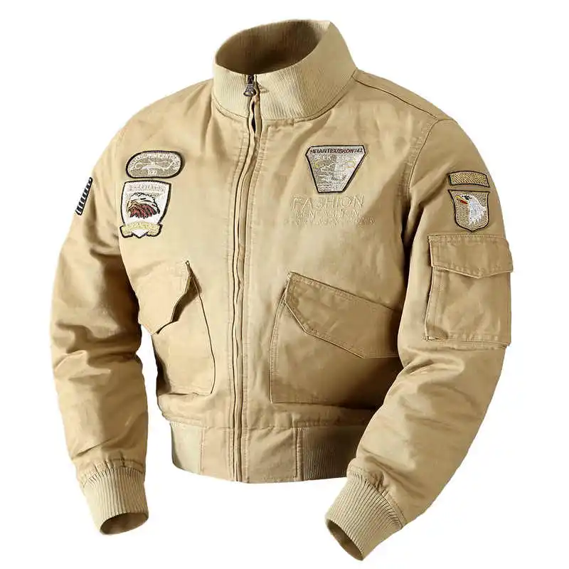 American Retro Air Force No.1 Workwear Coat Men's 2025 Spring Autumn Season Stand Collar Multi Pocket Pilot Jacket Man