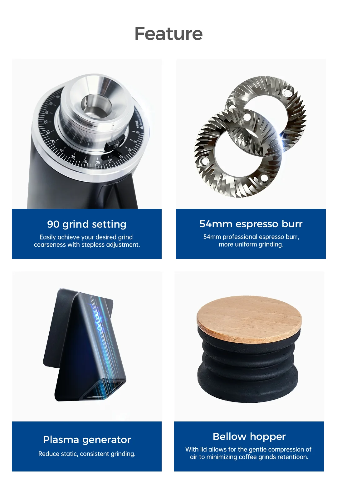 Лидер продаж 2023 года, DF54, кофемолка для эспрессо, 110 В/220 В, электрическая мощность, автоматическое лезвие из нержавеющей стали для домашнего использования в отеле