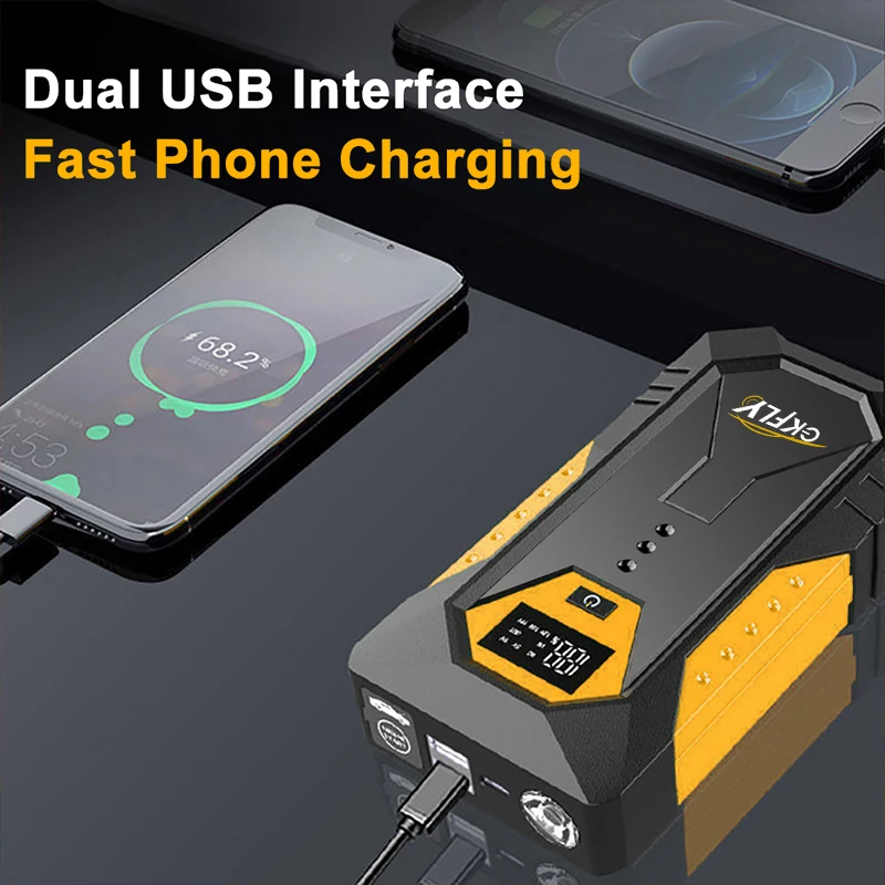 GKFLY 3000A Tragbarer Auto-Starthilfe 59,2 Wh Power Bank Auto-Booster-Ladegerät 12 V Startgerät Benzin Diesel Auto-Booster Buster – Detail 7