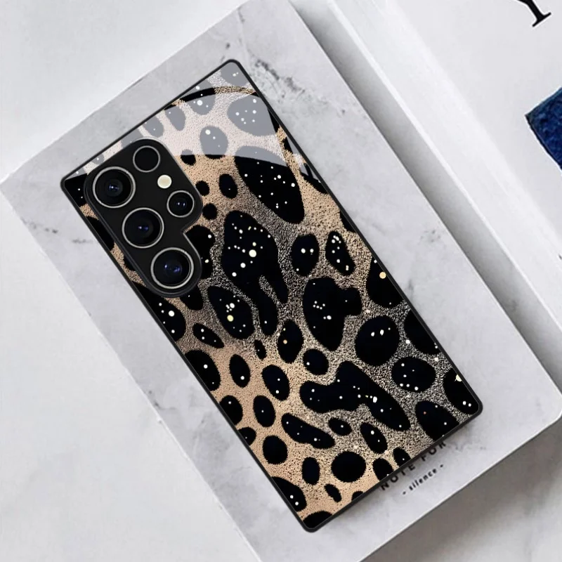 Leopard Print Phone Case for Samsung for  Galaxy S26/S25/S24/S23/S22/S21 and other models Drop-ProofGlass Protective Case