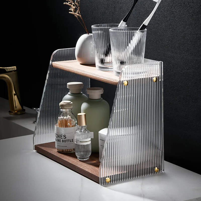 

Household acrylic desktop multi-layer desktop storage rack light luxury tray ornament storage cup holder