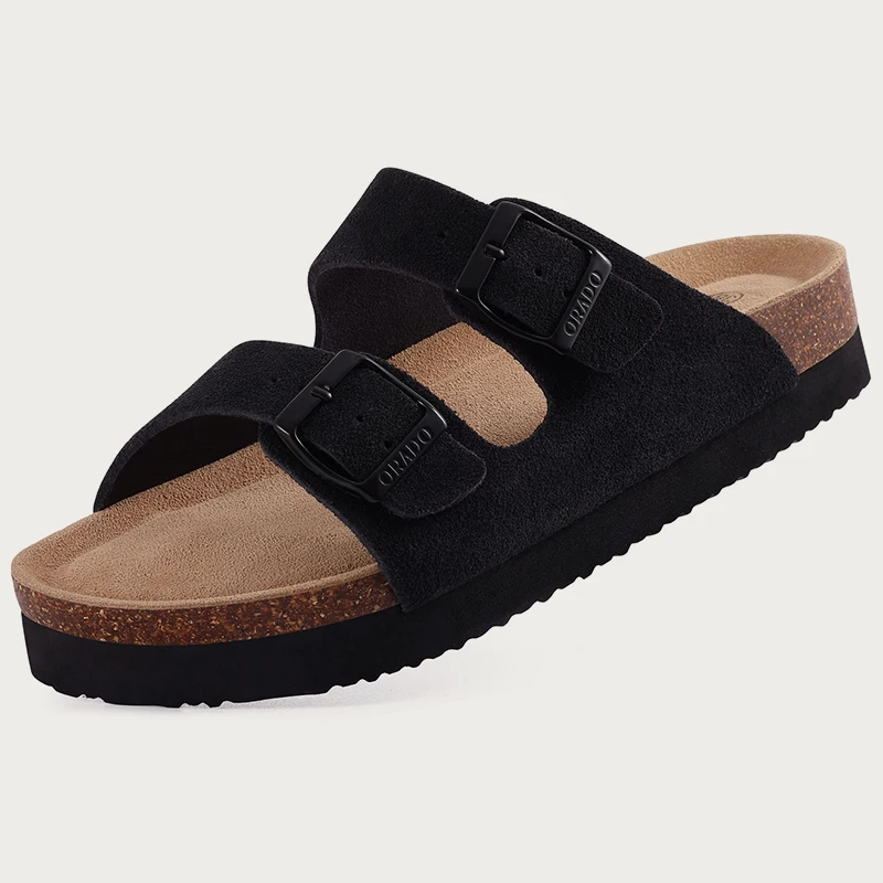 Kidmi Men Clogs Sandals Summer Men\'s Sandal Cork Clog Slippers Unisex Mules Outdoor Platform Antiskid House Sandals With Buckle