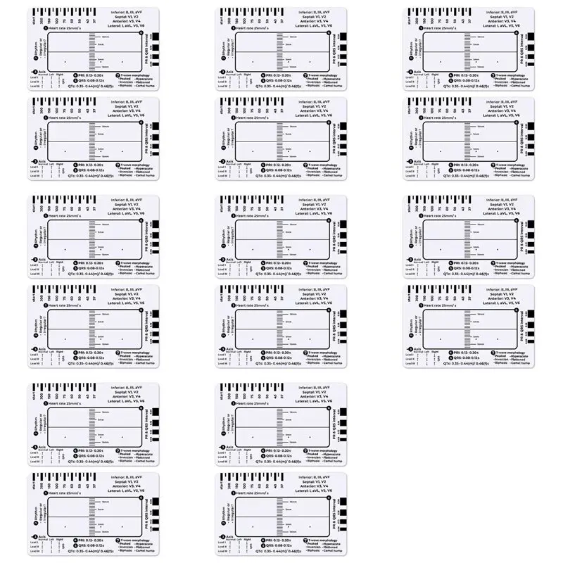 Règle de mesure ECG à 7 étapes N04R 16 pièces, règle de référence ECG pour l'interprétation ECG/EKG, outil de mesure EKG