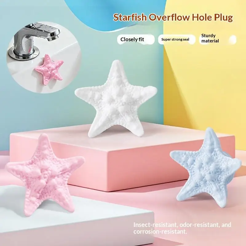 【BA】2Pcs Airtight Starfish Shape Sink Overflow Cover Drain Plug Prevents Spills Odors Seals Bathtub Shower Basin Holes