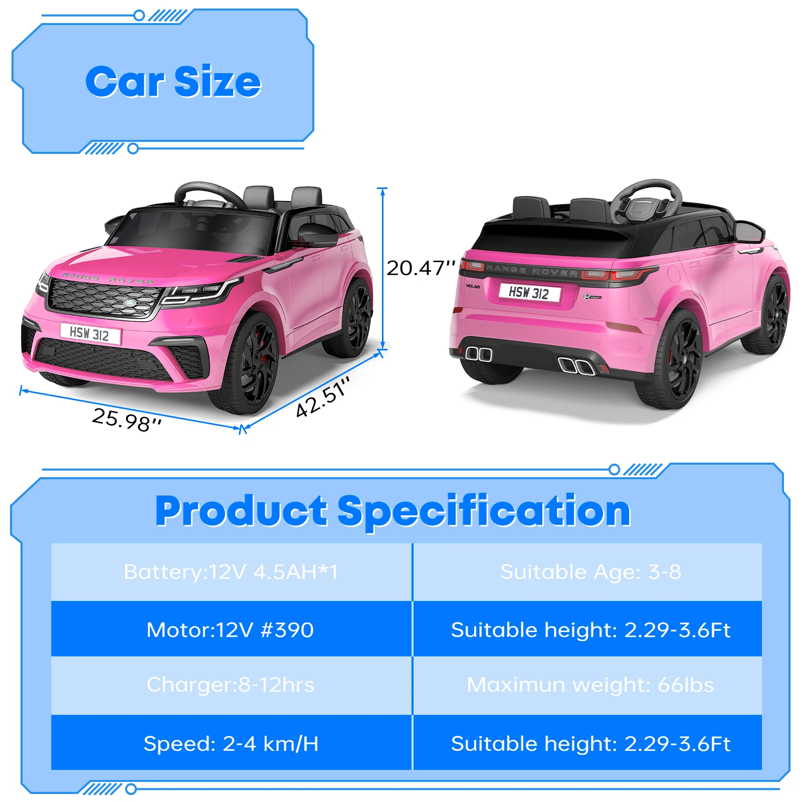 Ride on Cars for Kid 4-8, 12V Licensed Land Rover Ride Electric Car for Kids with Parent Remote Control, MP3 Player, Rocking, Pu