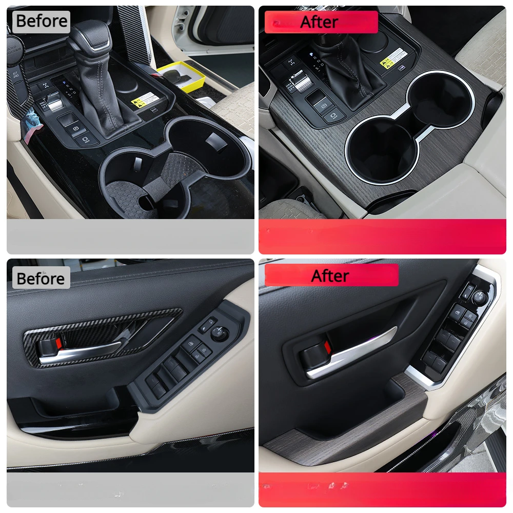 For Land Cruiser LC300 2022 2023 2024 Gear Shift Panel Inner Door Armrest Replacement Kits Glass Lifting Switch Panel Trim Parts