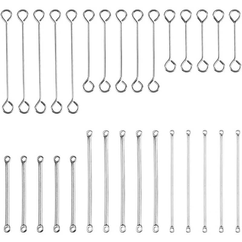 

120Pcs 6 Styles Bar Links with 2 Holes 304 Stainless Steel Connector Charms Stick Shape Strip Earrings Connectors Silver Links