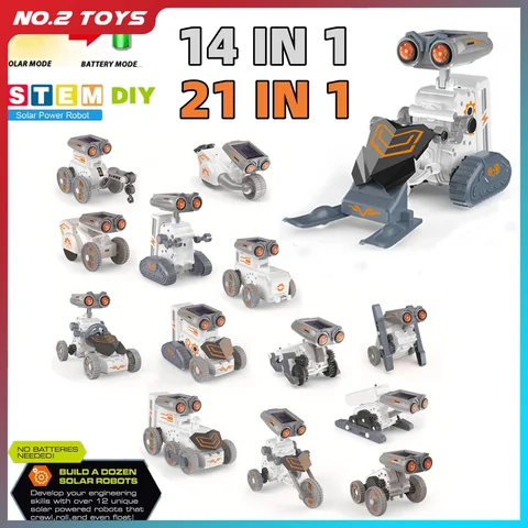 21 in 1 Solar Robot Kit Science Experiment Technological Education Toys DIY Building Powered Electric Solar Robot Kids Toy Gifts