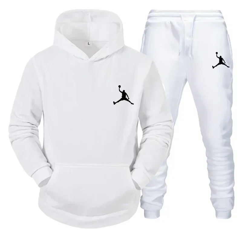 Tracksuit Sets Men\'S Casual Fleece Warm Hoodies Pants 2PCS Mens Long Sleeve Sport Suit Male Pullover Hoodies Sports Clothing