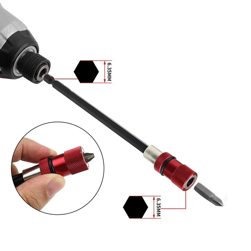 Drill Extension Bit Holder 4Pcs,12 Inch Drill Screwdriver Bit Holder Bar Chuck Adapter Extender 1/4 Inch Hex Bit Holde