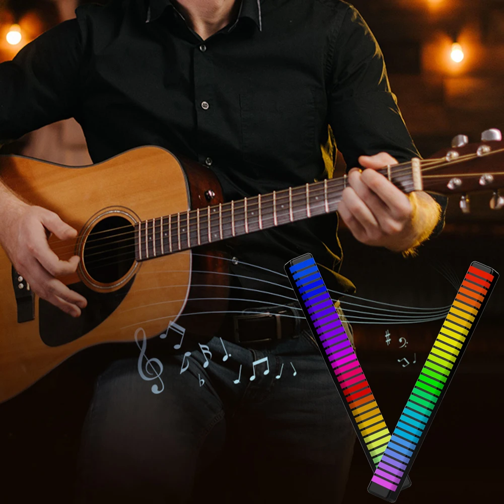 Tira de luces LED RGB, Control de sonido, luz de ritmo, 32 LED, barra de luz activada por voz, lámpara de ambiente musical RGB