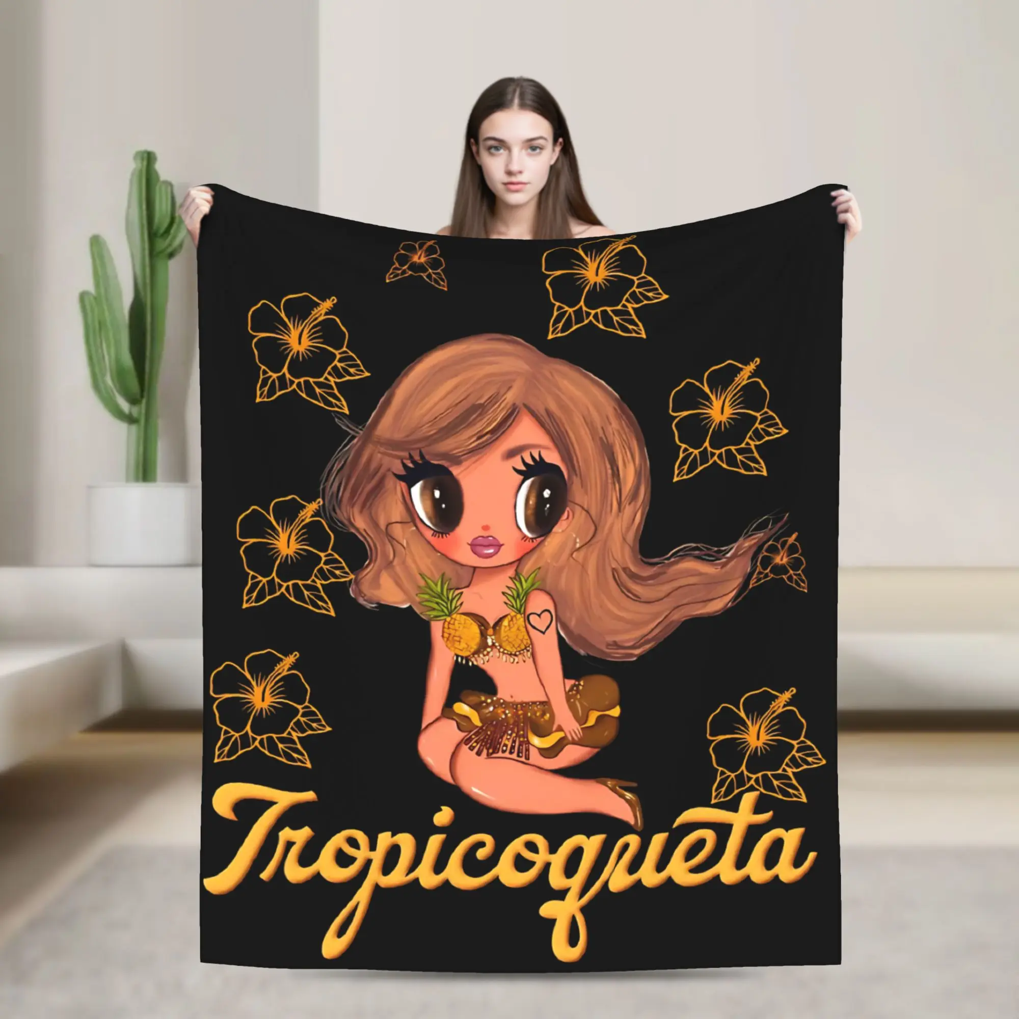 Karol G Tropicoqueta Blanket   Flannel Throw Blanket Home Couch Printed Lightweight Bedspreads