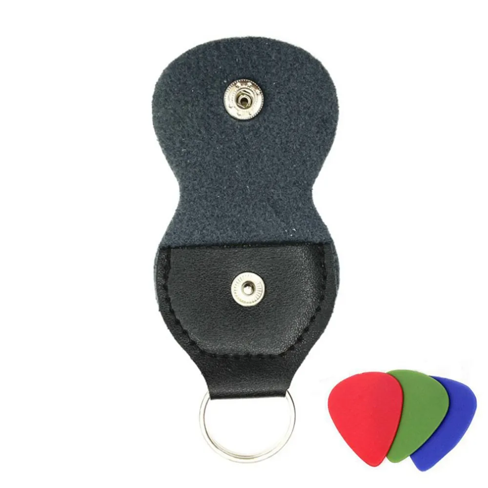 Portable Guitar Pick Bag Holder Keyring PU Leather Pick Plectrum Ukulele With 3 Picks Hot Sale Newest Pratical