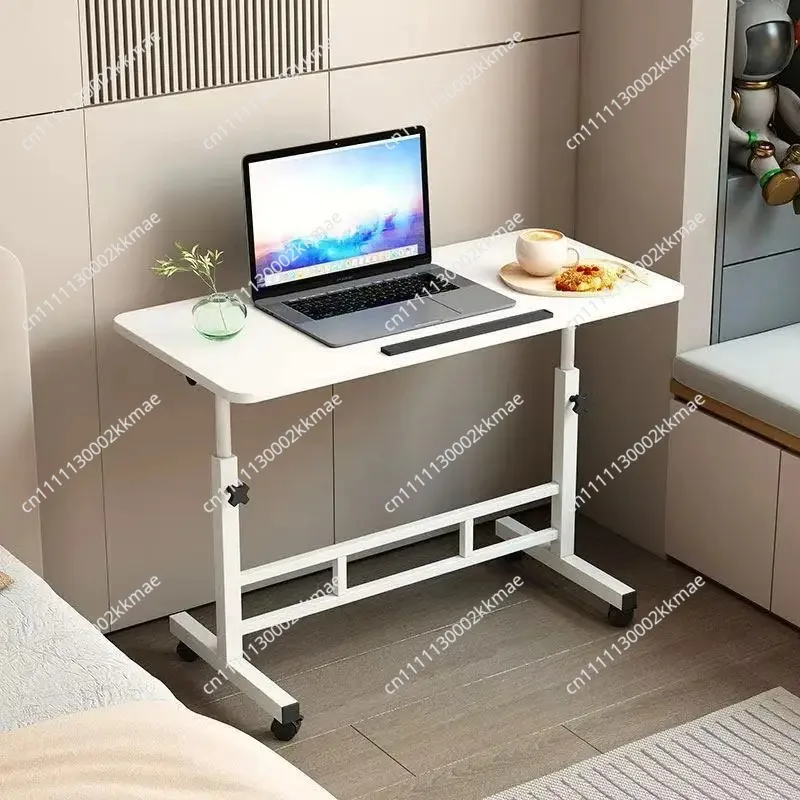 Folding Mobile Computer Simple Small Table with Roller Lifting Universal Wheel Desktop Bed Folding Table