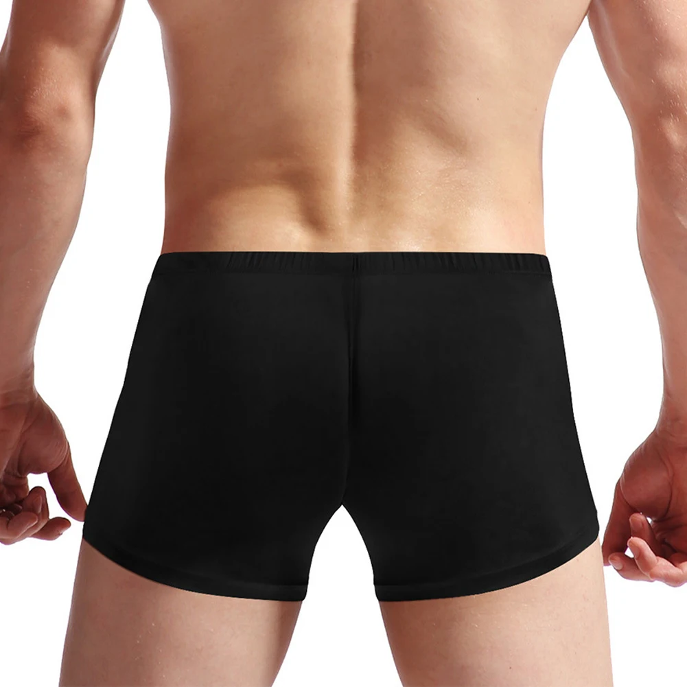 Men Sexy Underwear Big Pouch U Convex Boxers Cotton Soft Bow Shorts Trunks Solid Patchwork Lingerie Breathable Underpants