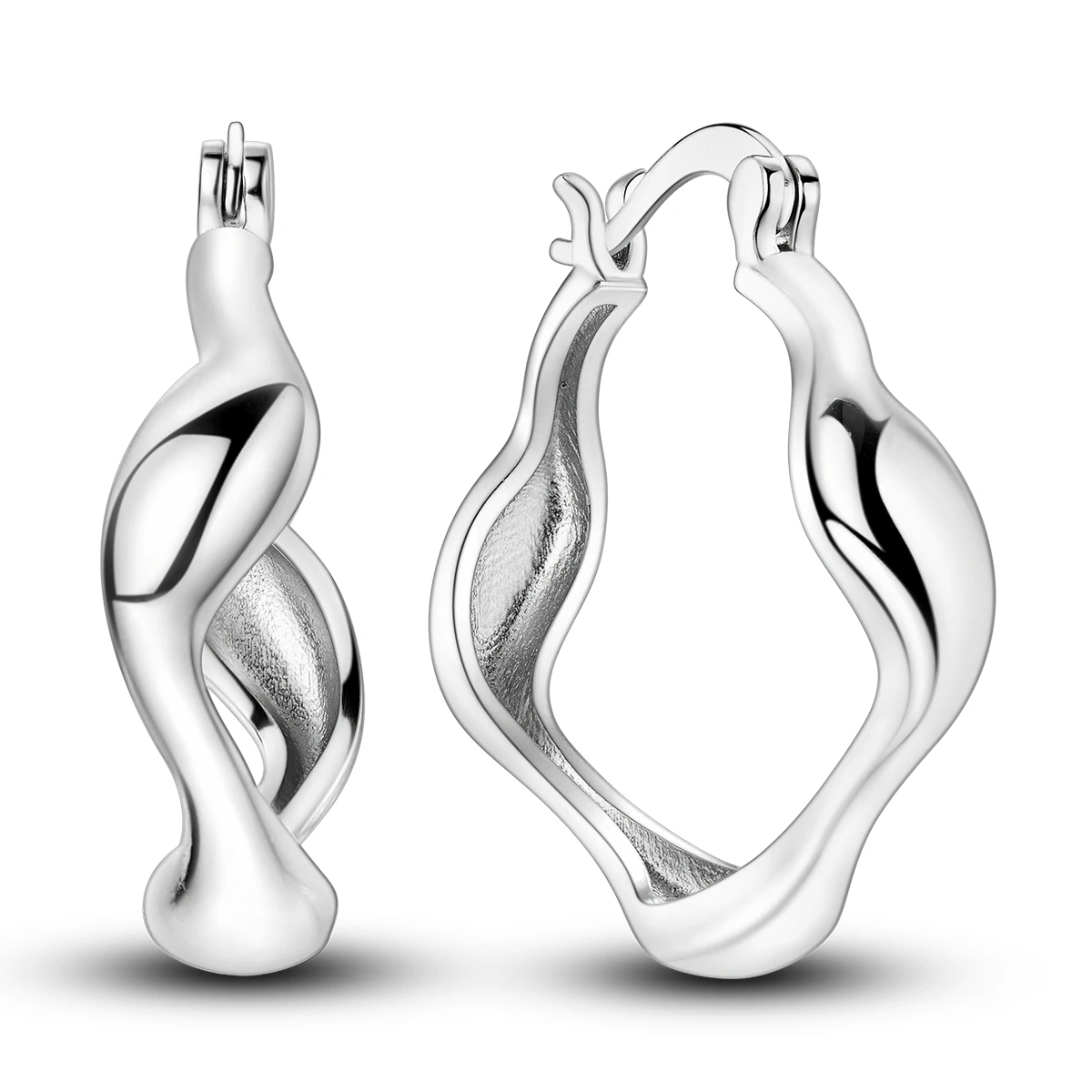 925 Sterling Silver Smooth Twisted Wave Curve Hoop Earrings for Women Minimalist Elegant Casual Office Daily Fashion Jewelry