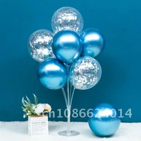 1Stand 7Tubes Balloon Holder Wedding Decoration Happy Birthday Party Balloon Stick Set Accessories Festival Metal Globos