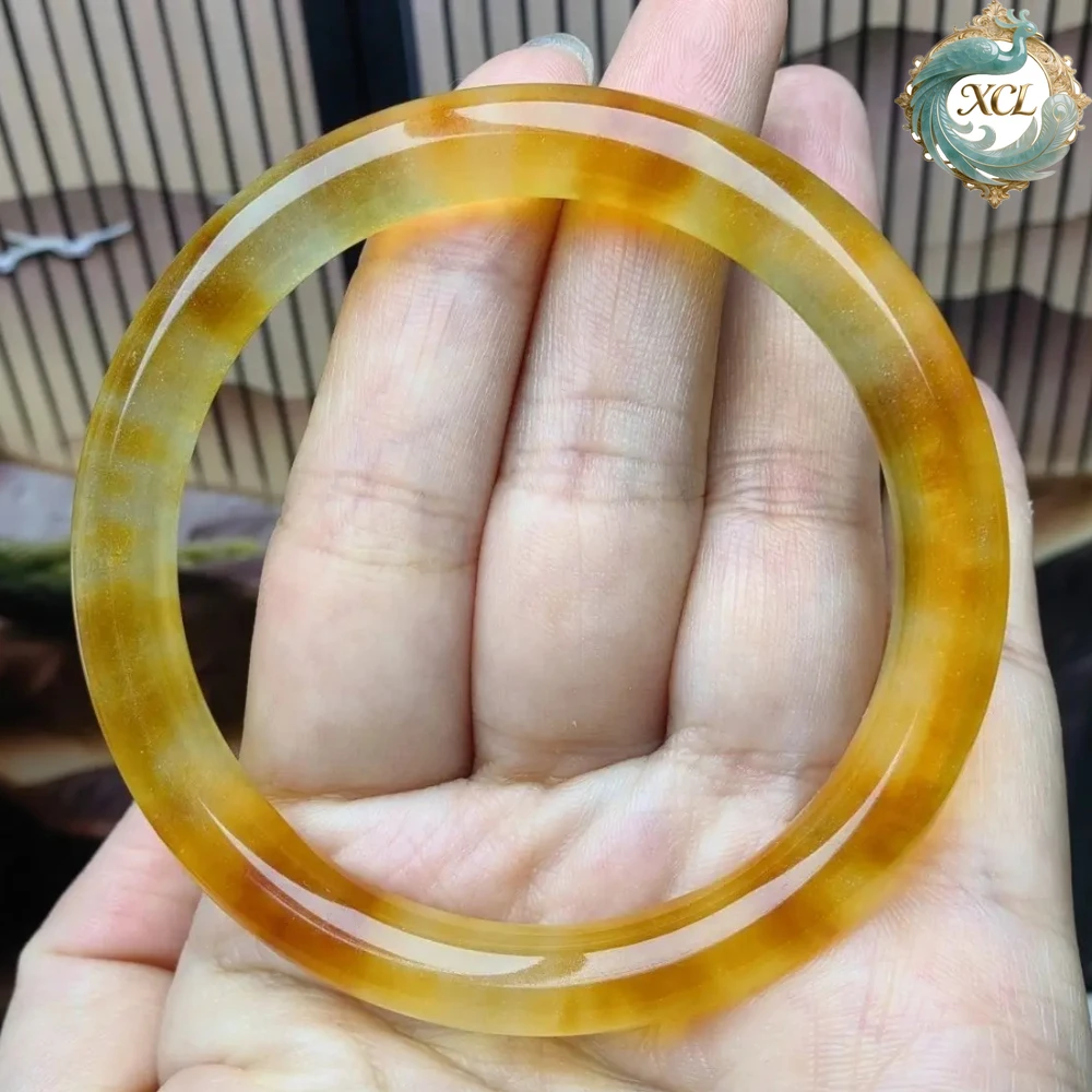 

Браслет XCL из желтого нефрита Old Pit Ice Glutinous Seed, роскошный нефритовый браслет на удачу, модный подарок-украшение для женщин