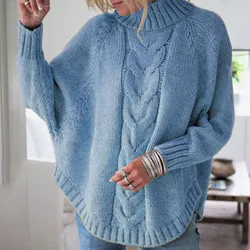 Plus Size Winter Sweaters For Women's Loose Fit Round Neck Batwing Sleeve Knitted Sweater Pullovers Warm Cardigan свитер сетка