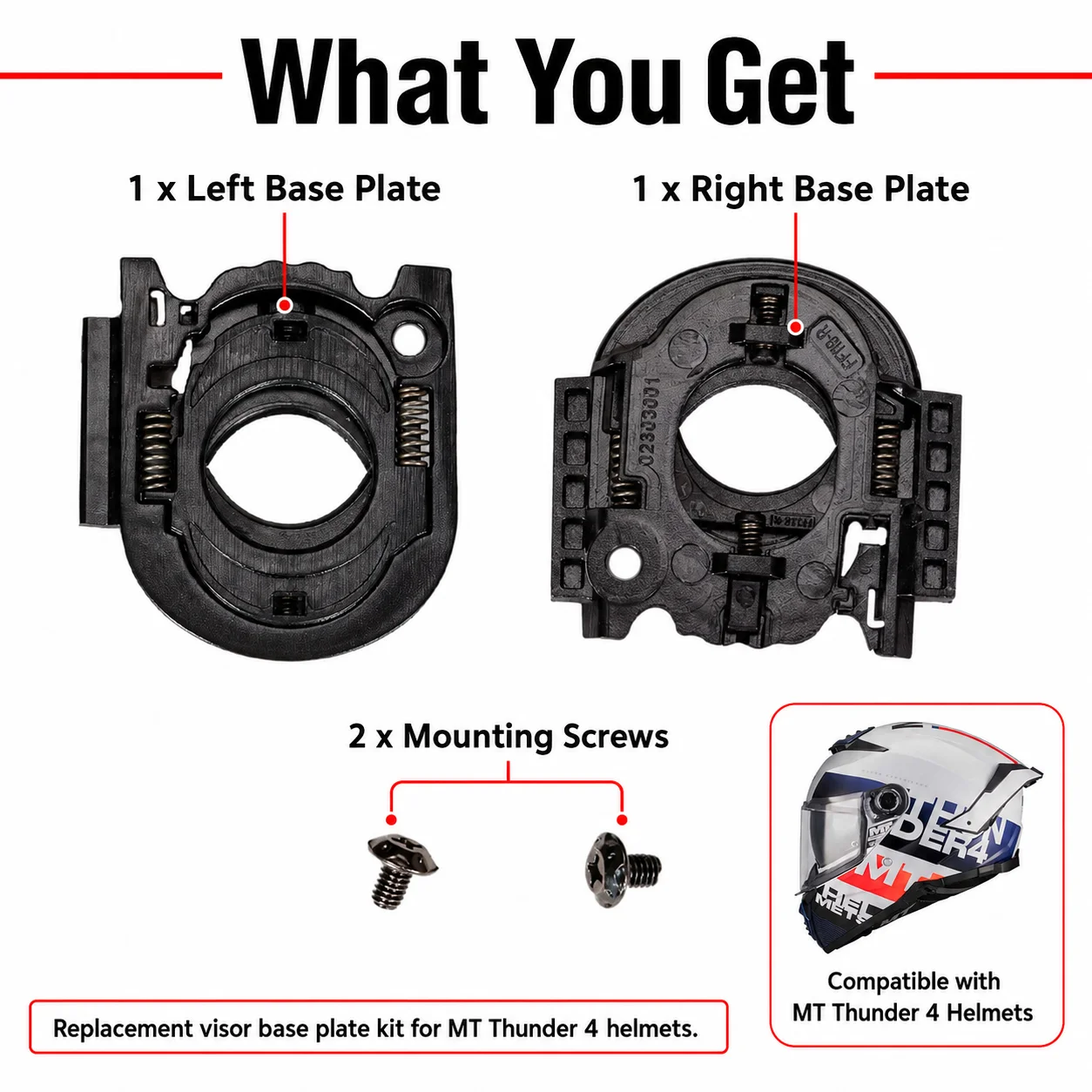 2Pcs Helmet Visor Shield Base Professional Easy to Install Replacement with Screws for MT Thunder 4 Mt-v-28B Visor Len Base view 4