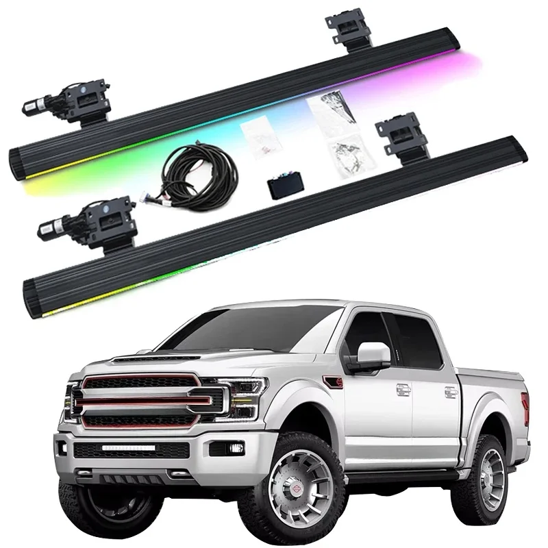 Premium Aluminum Alloy Full Set Automatic Retractable Power Running Boards Side Steps Off Road Pickup SUV Exterior Accessories