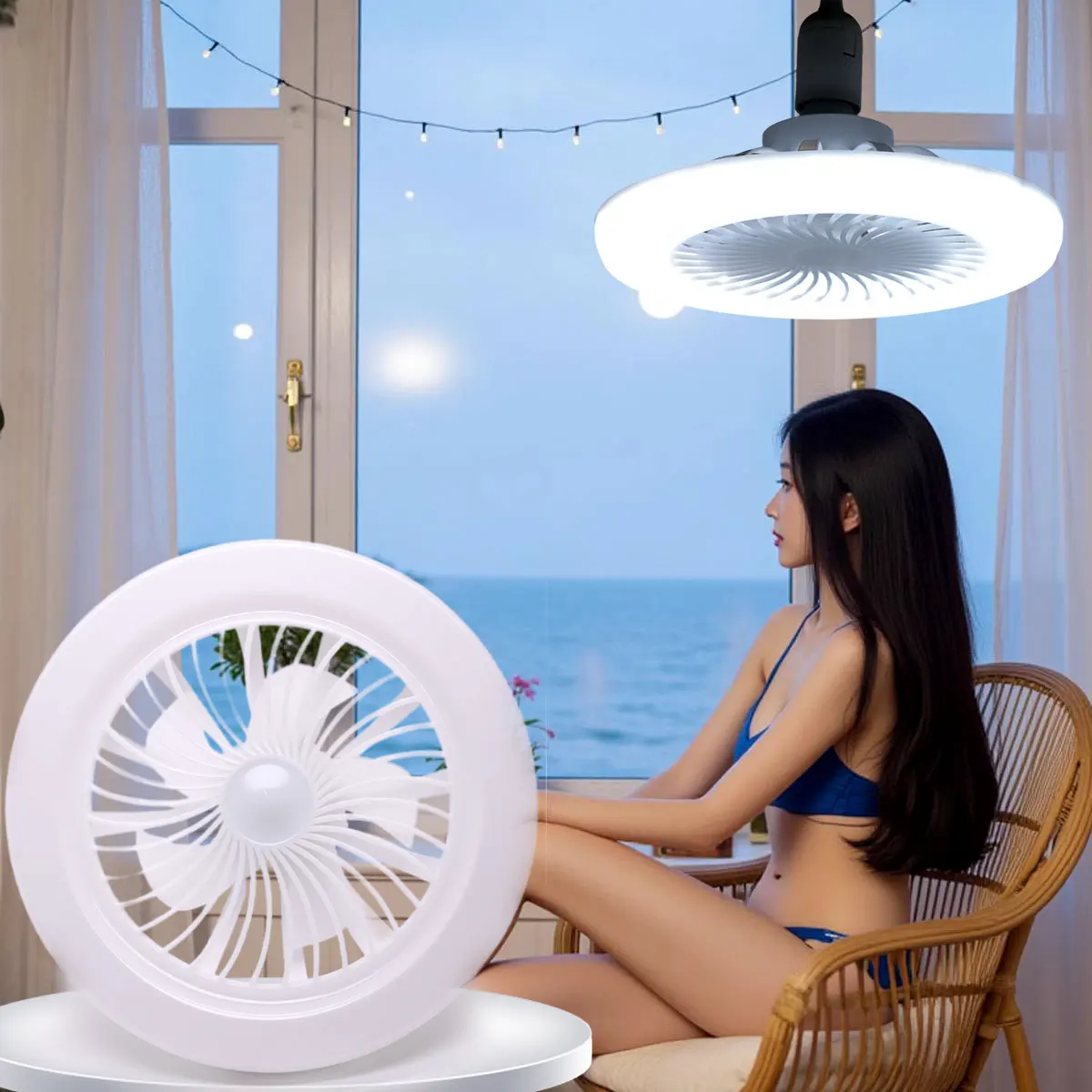 2‑In‑1 E27 Ceiling Fan Lamp 3 Speeds Adjustable Infinitely Dimmable LED Light For Living Room Bedroom Household Indoor Lighting