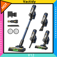 Vactidy V12 Cordless Vacuum Cleaner, 50000Pa Suction, 450W Motor, 2-in-1 Wet Dry Vacuum, LED Display, 150-Min Runtime, 0.5L Dust Bin, Green Light Dust Detection