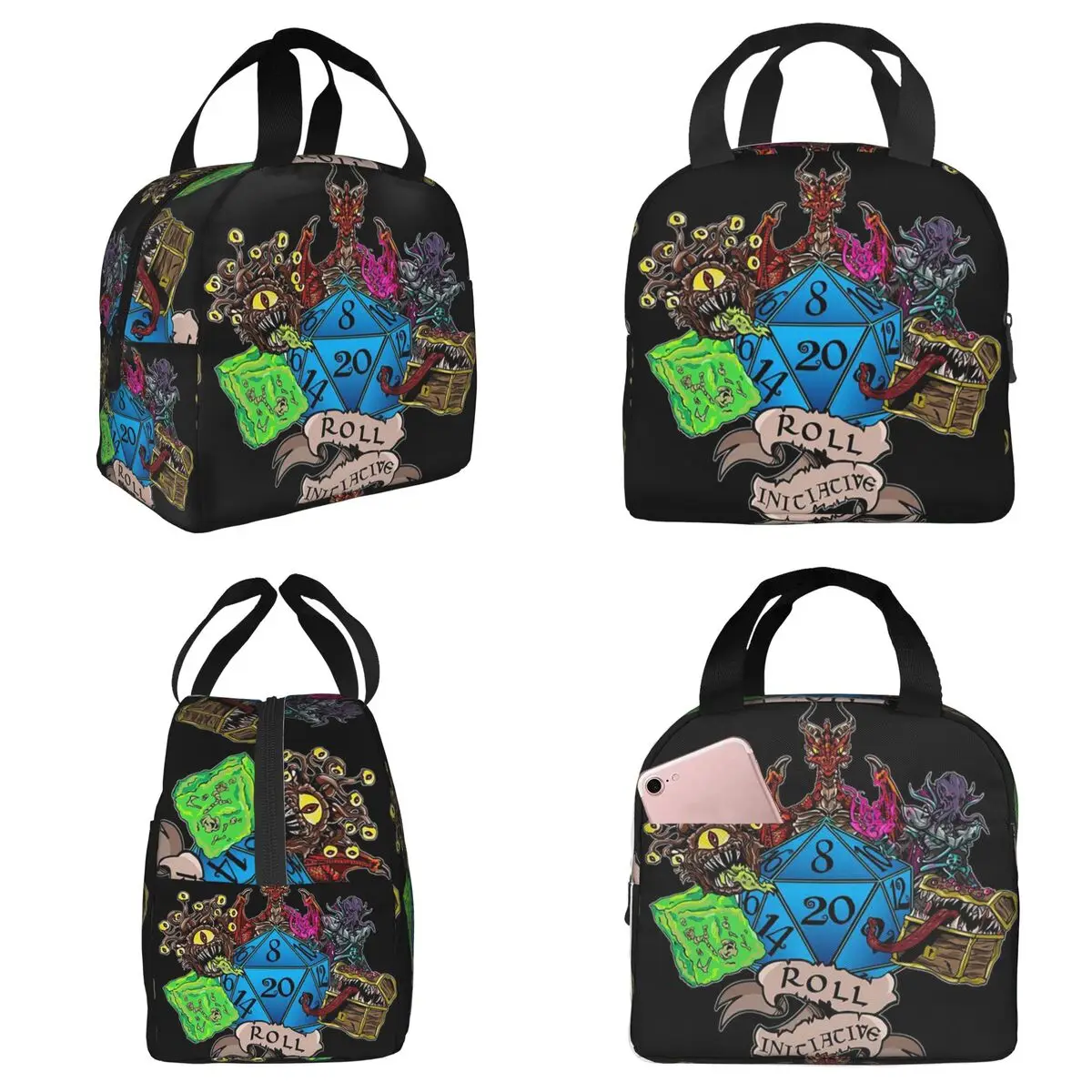 Roll Initiative Dungeon And Dragon Insulated Lunch Bag for Women Office Cooler Thermal Food Box Tote Lunch Boxes Container