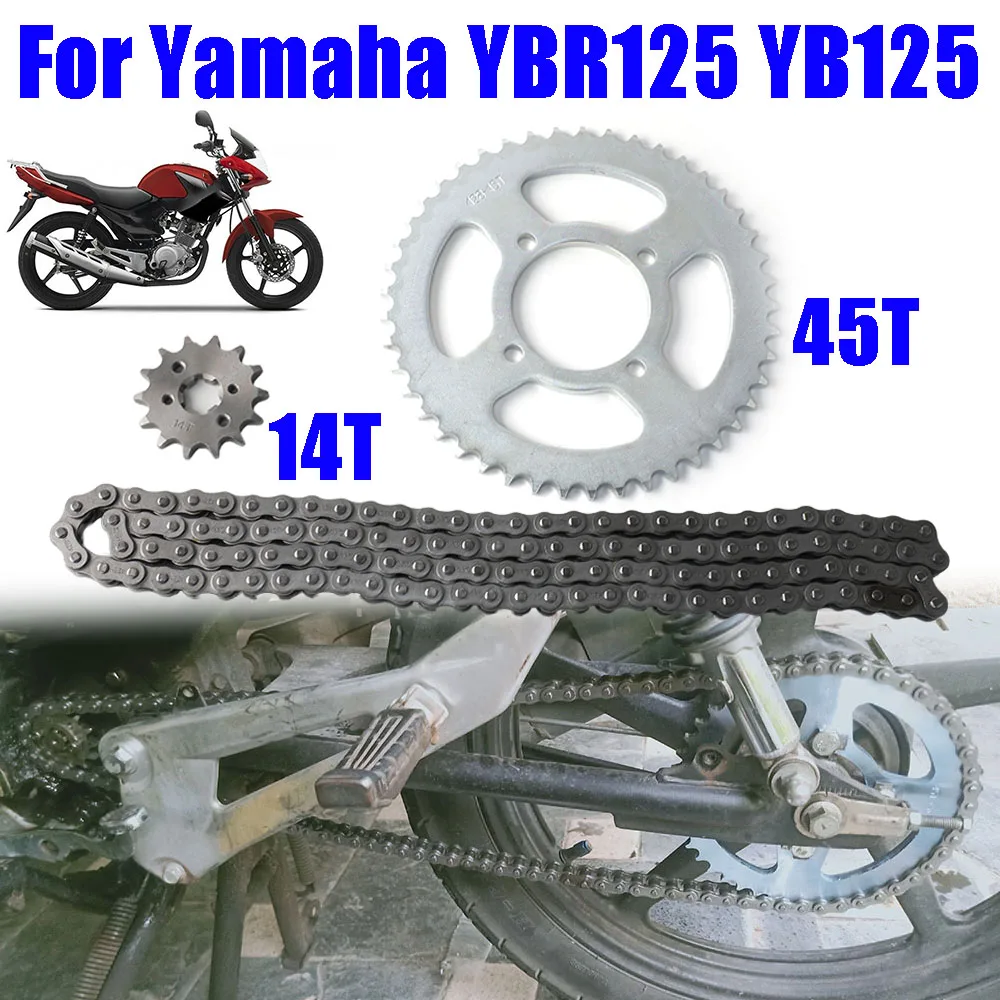 قطع غيار الدراجات النارية الجبهة الخلفية سلاسل الاضراس مجموعة تروس 45T 14T الأسنان لياماها YBR125 YB125 YB125Z YBR125G STX125 YBR 125 YB 125