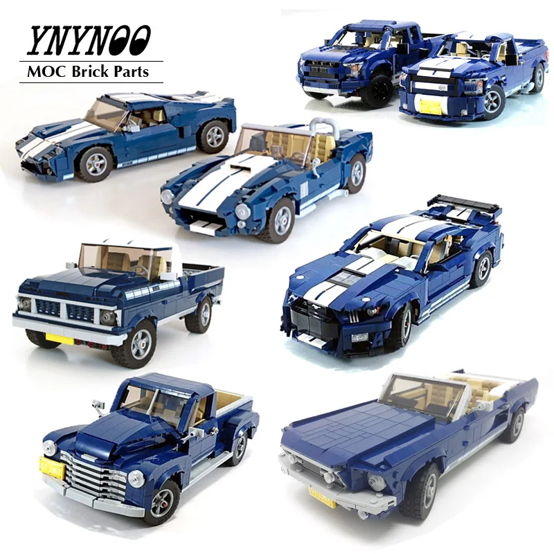 NEW MOC-10265 Mustangs Shelby GT500 Building Block Car Bricks F150 Raptor Classic Pickup Assembled Model DIY Toys Birthday Gifts