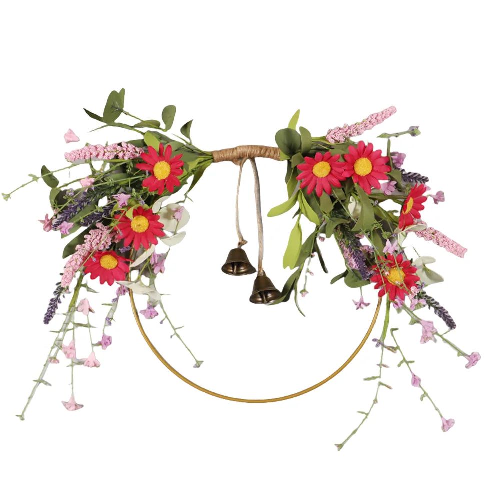 

Beautiful Lavender Daisy Wreath with Sturdy Iron Construction Perfect Seasonal Decoration for Home and Weddings