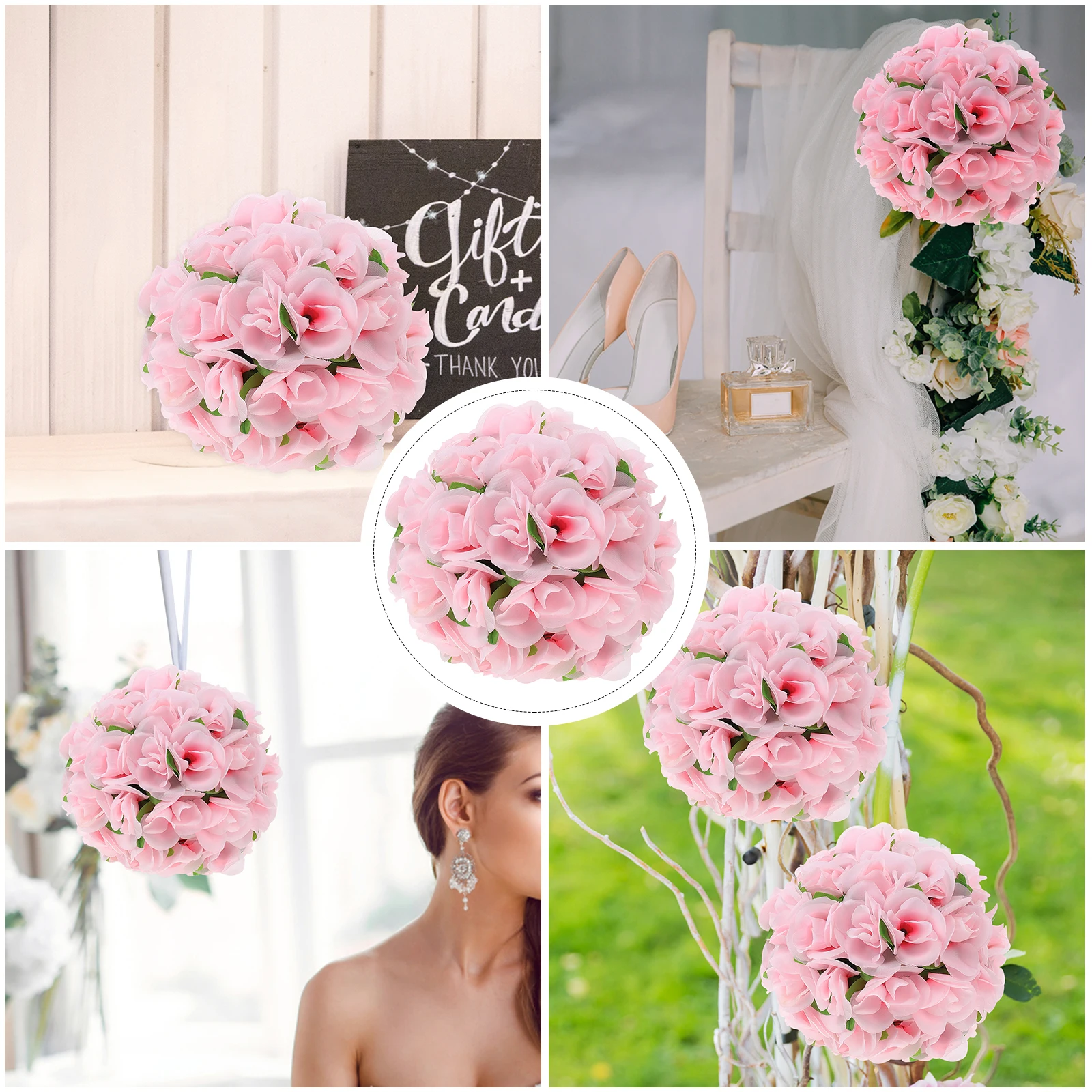 

Decorative Flower Balls Artificial Rose Wedding Faux Silk Centerpieces Bright Color Festive Atmosphere Party Ceremony