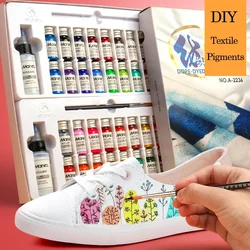 Dope-Dyed Fiber Permanent Waterproof Fabric Paint Set 12/18/24/36 Colors 10ml Textile Acrylic Paints For DIY Clothes Canvas Bags