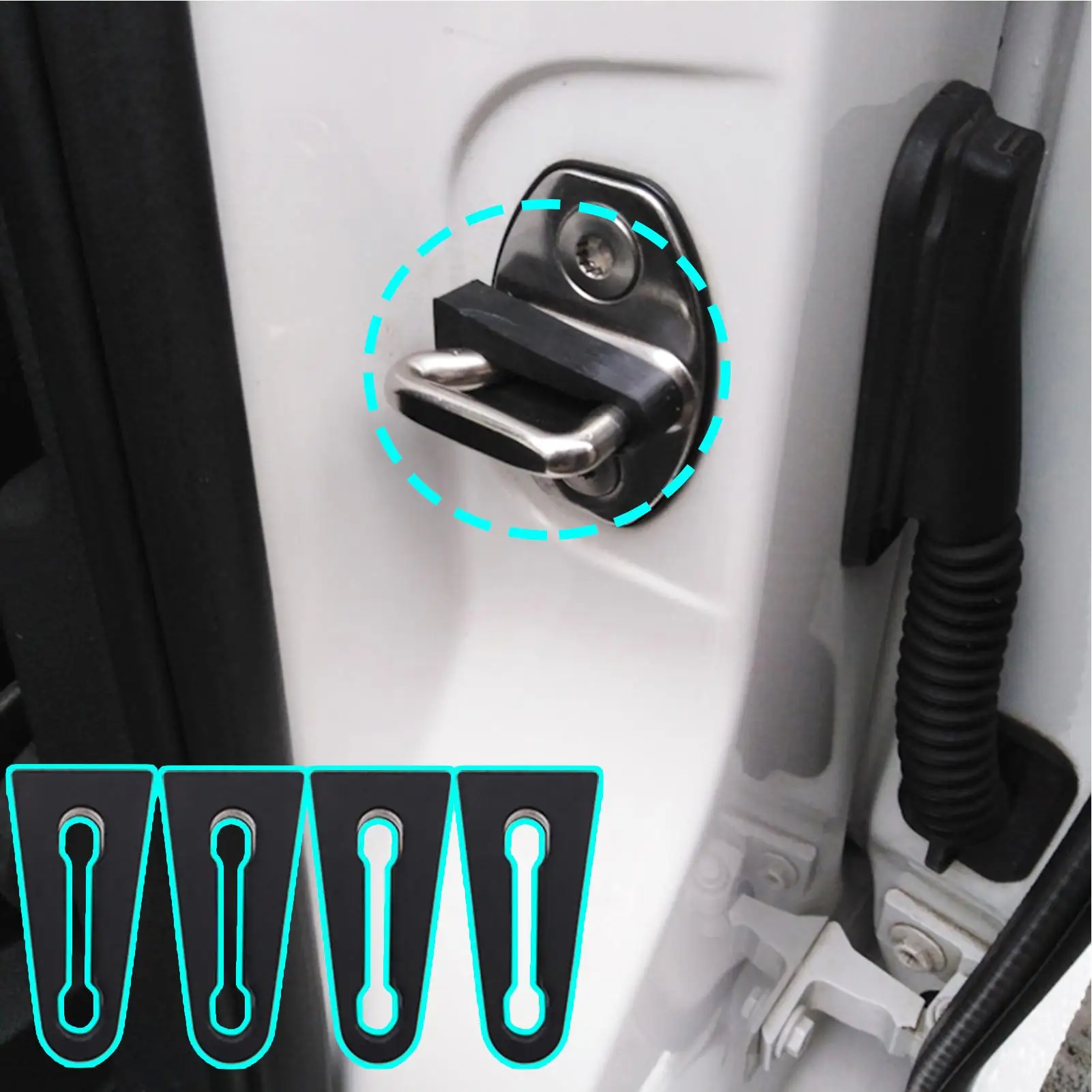 Door Lock Sound Deadener Damper 4PCS Car Lock Door Sound Deadening Damper Noise Reduction Door Side Protection Rubber Auto Door