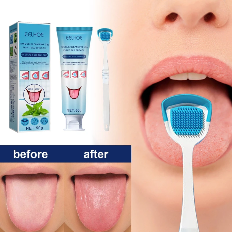 Tongue Coating Cleaning Gel Mint Tongue Scraper Scrubber Orasl Care Removal Odor Health Fresh Breath Care Dental Hygiene Tool