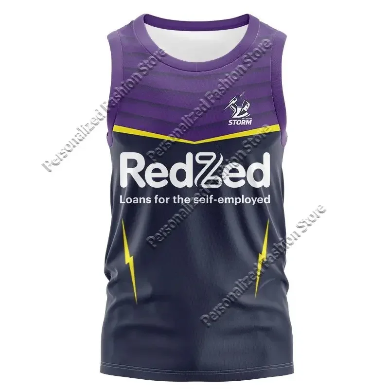 Ladies' Maternity Outfit 3D Printed Melbourne Storm Rugby Shirt Street Men's and Women's Round Neck Pullover Printed Sports Vest