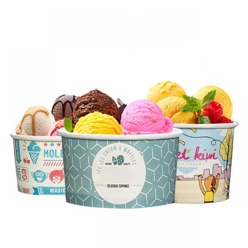 Customized productLOKYO high quality disposable icecream paper cup tub beverage dessert shop ice paper bowl