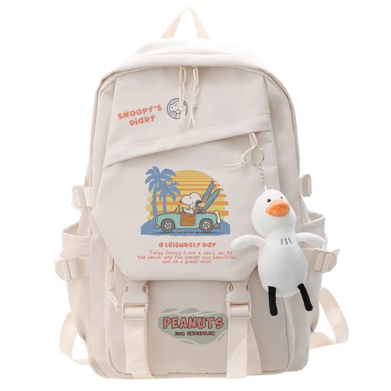 Mochila Snoopy para estudiantes, bolso de hombro de nailon, gran capacidad