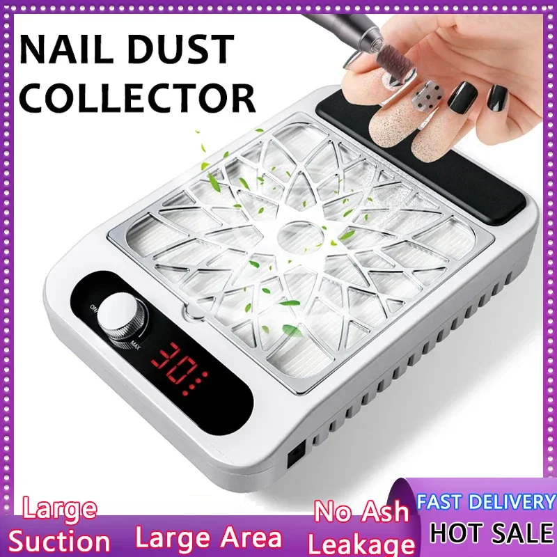 

Мощный пылесборник для ногтей, профессиональный пылесборник для ногтей с многоразовым фильтром, маникюрное оборудование, регулируемая скорость