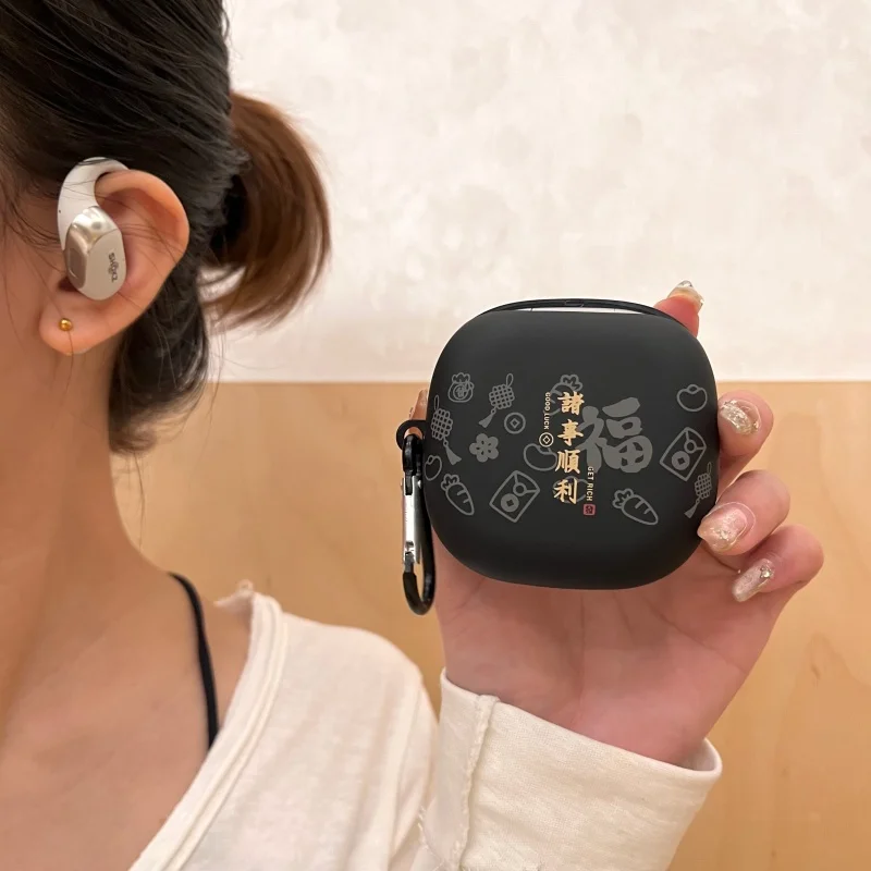 

Case For Shokz OpenFit 2 + T921 2025 New Protective Silicone Earbuds Cover Earphone Silicone Cool Lion Earbuds Cover with Hook