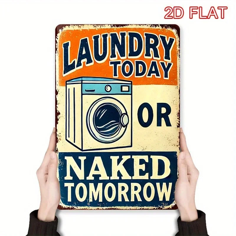 2D Flat Design, 1 Piece Vintage Nostalgic Iron Wall Sign – Humorous Laundry Reminder Slogan: 