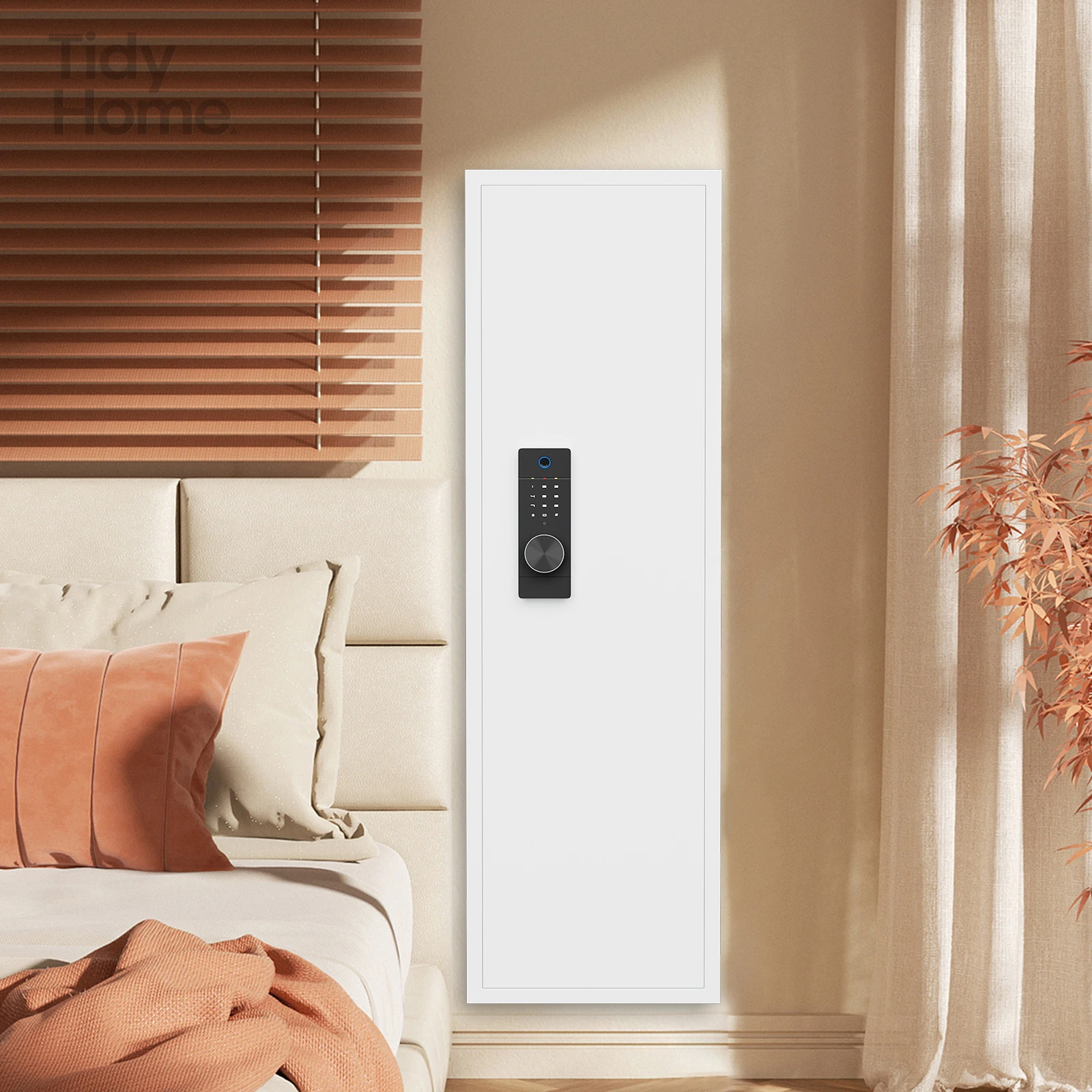 

53" Fingerprint Touch Panel In-Wall Safe,Hidden Wall Gun Safe for Rifles with Adjustable,Assembled Storage Multifunctional Wall