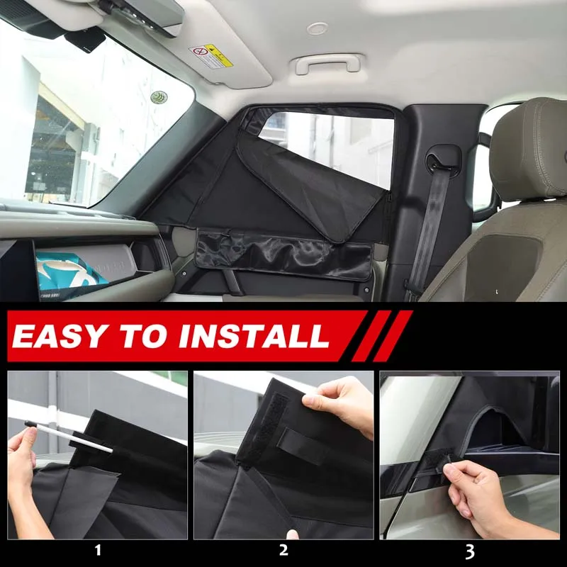 

For Land Rover Defender 110 2020-2025 window screen set, front and rear window sunshade breathable mosquito net UV Accessories