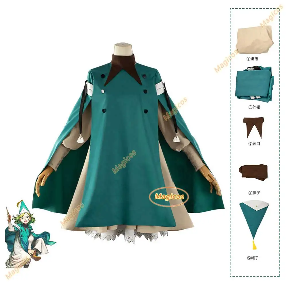 أنيمي ريشيريتو تيتيا كوكوكو قبعة الساحرة أتيليه تأثيري حلي شال معطف فستان موحد امرأة لطيف هالوين عيد الميلاد البدلة