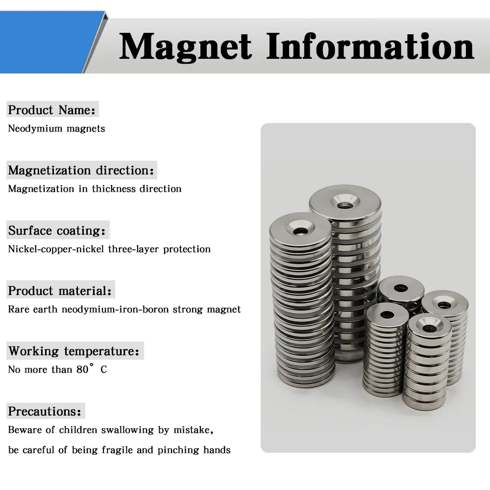 Super Powerful Round Magnet with holes Neodymium Magnet NdfeB N35 Strong Permanent Magnetic imanes Refrigerator Magnet 20x3-5mm