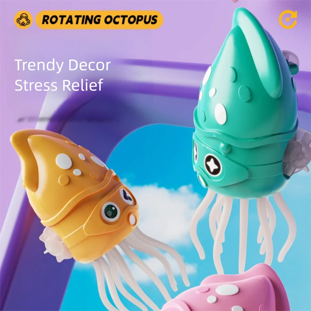 Creative Emit Light Dancing Octopus Toy Jellyfish Stress Relief Ornament Coil Toy Funny Children Bath Toy Home Decor