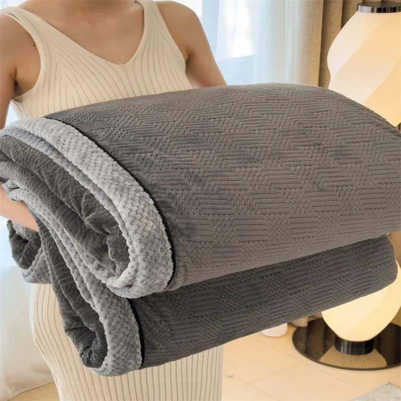 

2024 New Class A Warm Fleece Jacquard Engraved Multifunctional Blanket Thickened Winter Blanket Nap Sofa Blanket Sheet