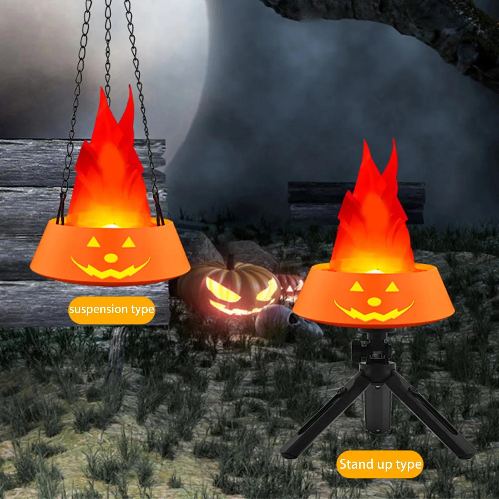 Decoración de Halloween, colgante de luz sin llama, brasero luminoso artificial simulado, colgante de luz para interiores y exteriores, accesorios para fiesta de Navidad