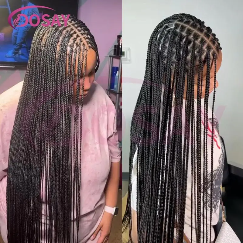 

36-дюймовый прямой парик с полной кружевной косой, синтетический длинный бордовый парик с косой, косичка без узлов, парик с детскими волосами для женщин